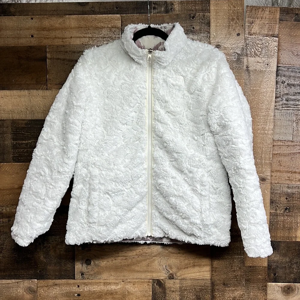 The North Face Pink/White Reversible Mossbud Swirl Coat Jacket Girl's‎ Size XL
